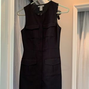 Navy blue front gold zipper dress